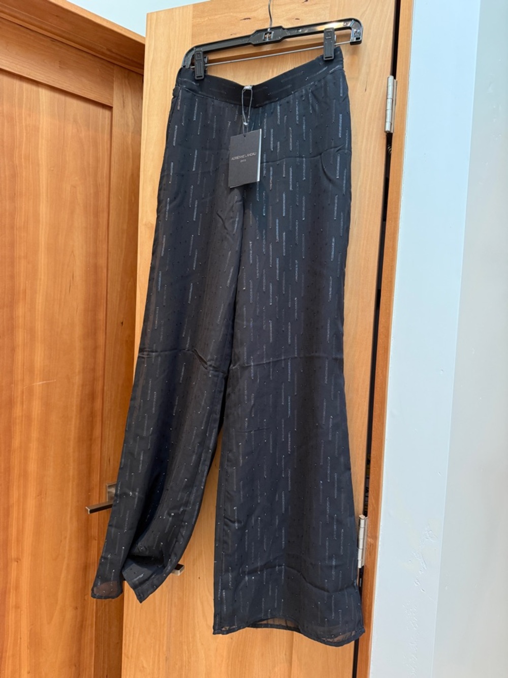 NWT Adrienne Landau dress pants -Onyx Black wide leg, stretch waistband XS